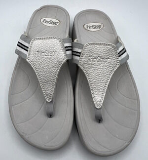 TrimStep Women’s Sandals Size 7 Gray Silver Thong Comfort Slip On Casual